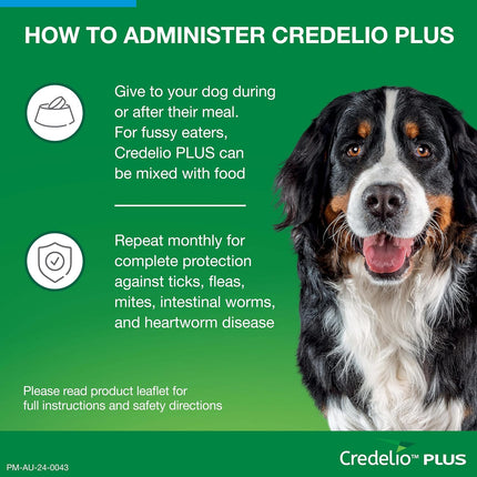 Credelio Plus Ticks, Fleas, Heartworm & Worms for Dogs 22-45kg - 3 Pack