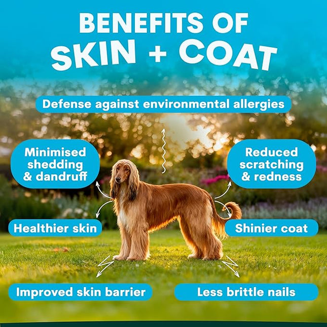 Petz Park Dog Skin and Coat Supplement 45 Scoops, Omega 3 for Dogs Made in Australia, Fish Oil for Dog Skin Support, Dog Food Topper, Dog Health Supplement Powder