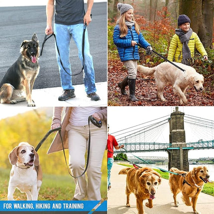 Heavy Duty Dog Leash - 2 Handles by Padded Traffic Handle for Extra Control, 6foot