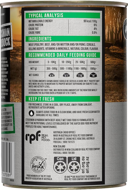 Stockman & Paddock Adult Wet Dog Food, Beef 6x1.2Kg