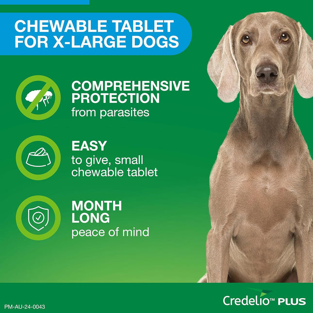 Credelio Plus Ticks, Fleas, Heartworm & Worms for Dogs 22-45kg - 3 Pack