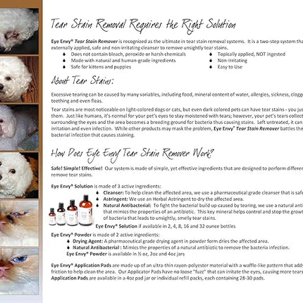Eye Envy Gentle Action Dry Applicator Refill Pads for Dogs and Cats. 100 Count