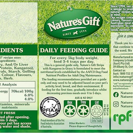 Nature's Gift Adult Wet Dog Food, Strips with Kangaroo in Gravy 6x100g (Pack of 2)