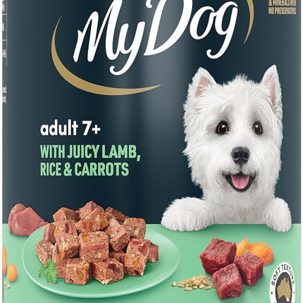 MY DOG Adult 7+ Wet Dog Food Tender Lamb with Rice & Carrots 400g Can, 24 Pack
