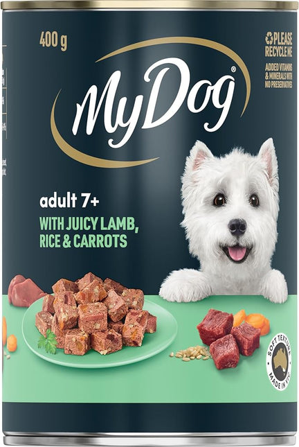 MY DOG Adult 7+ Wet Dog Food Tender Lamb with Rice & Carrots 400g Can, 24 Pack
