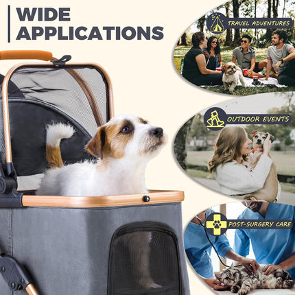 Pet Stroller for Small Dogs Cats, 6 Shock Absorption System | One Touch Folding