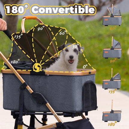 Pet Stroller for Small Dogs Cats, 6 Shock Absorption System | One Touch Folding