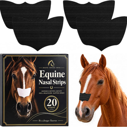 20 Pack Equine Nasal Strips Breath Aid Horses Nose Sticker Adhesive Patches