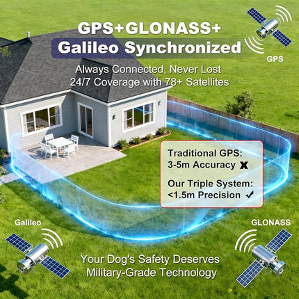 GPS Wireless Dog Fence System – Electric Anti Escape Collar, No Subscription, 3 Modes,Circular 65-9,840 ft & Irregular Fence