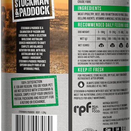 Stockman & Paddock Adult Wet Dog Food, Beef 6x1.2Kg