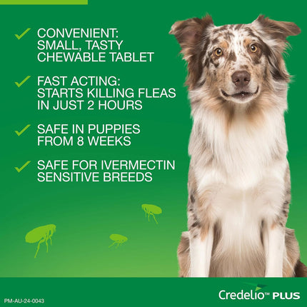 Credelio Plus Dog Flea and Tick Treatment, Single Pack, Ticks, Fleas, Mites, Heartworm & Worms Parasite Protection, in The Smallest Monthly Chewable Tablet for Dogs > 11-22 kg, 1 Pack