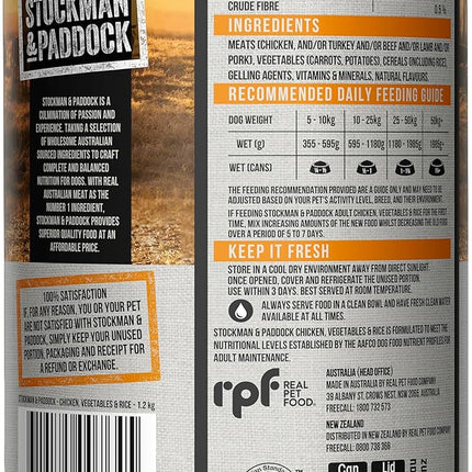 Stockman & Paddock Adult Wet Dog Food, Chicken with Vegetables & Rice 6x1.2Kg