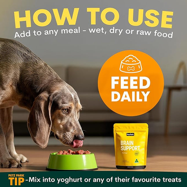 Petz Park Brain Support for Dogs 45 Scoops, Dog Supplements Made in Australia, Senior Dog Brain Support Supplement, Cognitive Support Powder