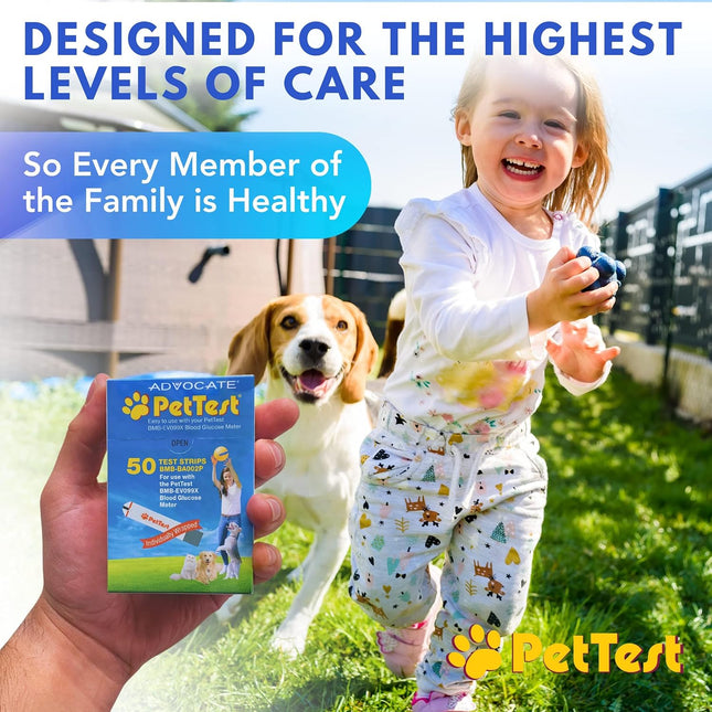 PetTest Blood Glucose Test Strips for Dogs & Cats, Individually Sealed, 50