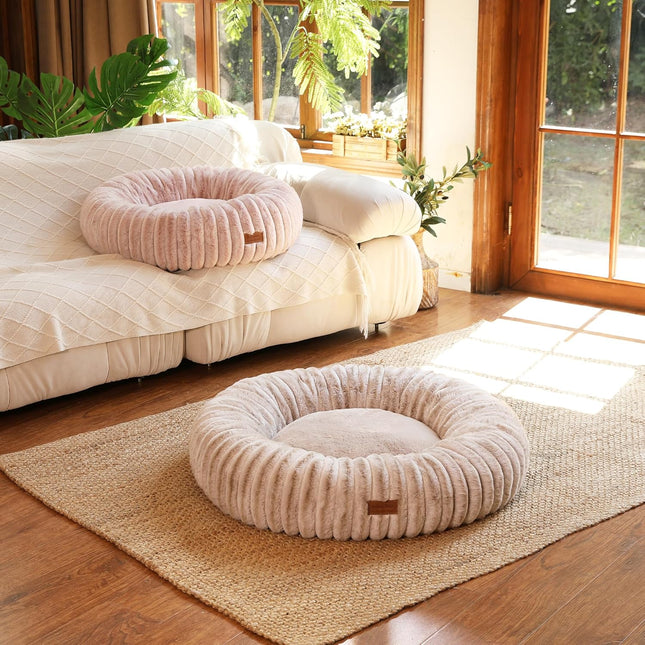 FUKUMARU Dog Bed, Calming Donut Dog Beds for Anxious Dogs, Modern Aesthetic Cat Bed with Gradient Print