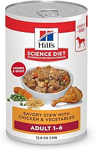Hill's Science Diet Adult Wet Dog Food, Savory Stew with Chicken and Vegetables, 363g, 12 Pack, Canned