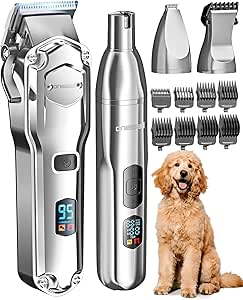 oneisall Dog Clippers for Grooming Thick/Heavy Coats, 4-in-1 Dog Grooming Kit