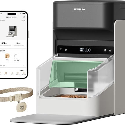 PETLIBRO One RFID Automatic Cat Feeder, Collar-Activated Selective Feeding for Multi-Cat Households, Stops Food Stealing, App Remote Control, Adjustable Lid, 3L White