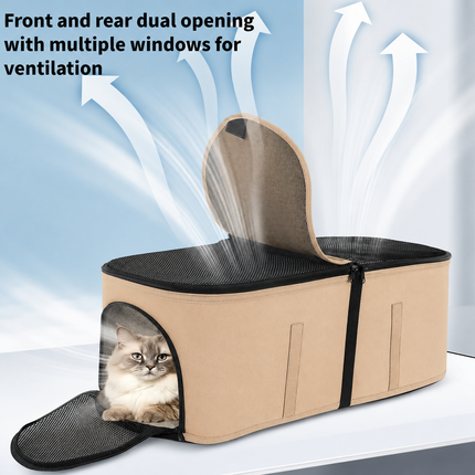 Double Pet Stroller for 2 Dogs & 2 Cats 4 Wheels Double Dog Strollers with Detachable Carriers Foldable Pet Travel Jogger Stroller Removable Cat Carrier Bag for Medium Small Pets(khaki)