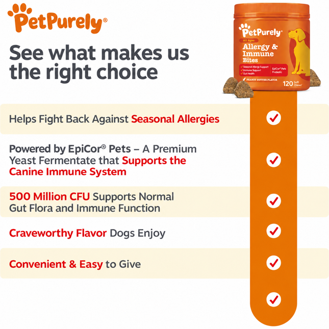 Pet Purely Dog Allergy Chews - Dog Allergy Relief, Peanut Butter, 120 Pieces
