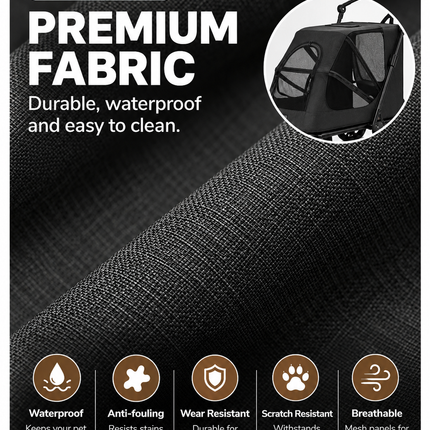Large Dog Stroller Foldable Pet Pram with Mesh Windows Black