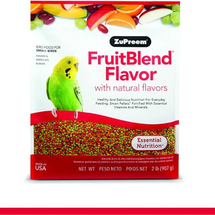 Zupreem Bird Seed, Fruitblend Parrots Food, Daily Bird Food for Dove, Core Nutrition for Small Birds, Made in USA, Parakeet Food, Budgie Food, 907g