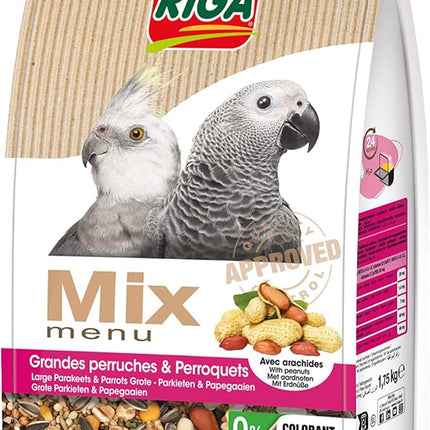 Riga - Menu Mix Large Parakeets & Parrots - Bird Food - 20 Ingredients - Peanuts - 1.75 kg
