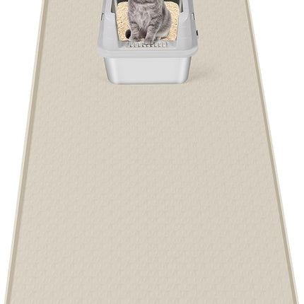 Cat Litter Mat, Extra Large 130 x 65 cm Silicone Mat Litter Trapping Mat for Scatter Control, Soft on Kitty Paws, Easy to Clean (Beige)