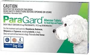 Paragard Allwormer Tablets for Small Dogs (5 kg), Blue (Pack of 4)