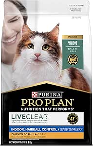 Purina Pro Plan LIVECLEAR Adult Dry Cat Food Indoor Hairball Control Chicken with Probiotics 3kg