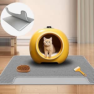 XL 70x58cm Cat Litter Mat – Double Layer Litter Trapping Mat with Cleaning Brush