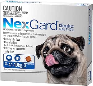 Nexgard Flea and Tick Treatment Chewables for Dogs Medium 4.1 - 10 kg, Blue (Pack of 3)