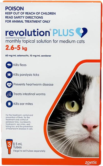 Revolution Plush Flea and Worm Treatment for Cat Medium Cat 2.5-5 kg (Pack of 3)
