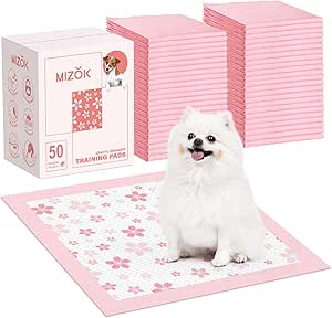 MIZOK Puppy Pads Pink 22x22in, (50 Count)