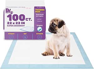 BV Pet Potty Training Pads for Dogs Puppy Pads, Pee Pads, Quick Absorb, 22" x 22" Training Pad, 100 Count Dog Pee Pads, Doggie Pads, Disposable Puppy Pee Pads