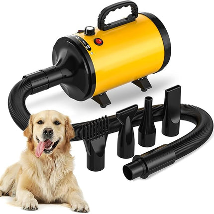 ADVWIN Dog Dryer, Pet Grooming Blow Dryer with Adjustable Speed, High Velocity Dog Hair Dryer with 4 Different Nozzles, Orange