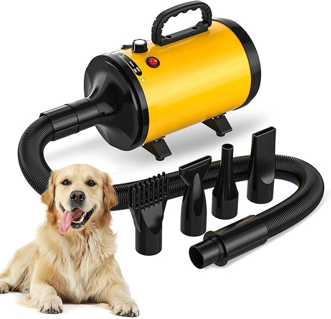 ADVWIN Dog Dryer, Pet Grooming Blow Dryer with Adjustable Speed, High Velocity Dog Hair Dryer with 4 Different Nozzles, Orange