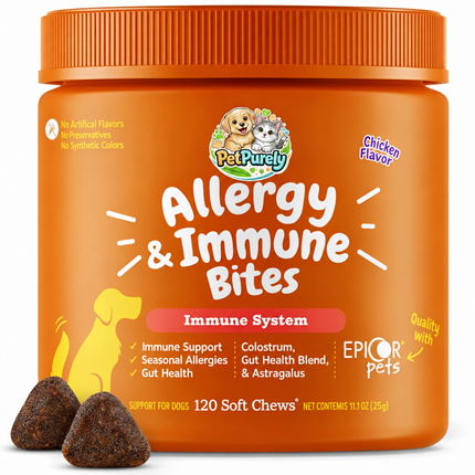 Pet Purely Dog Allergy Chews - Dog Allergy Relief, Peanut Butter, 120 Pieces