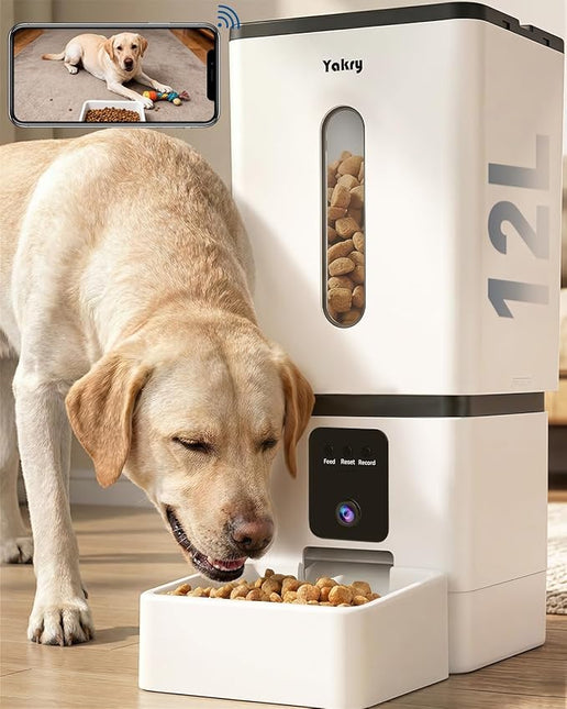 Automatic Dog Feeder Large Breed with Camera - 12L/50 Cups 5G WiFi App Control Dog Food Dispenser