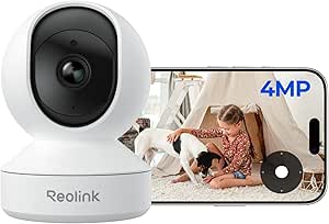 Reolink E1-2K 4MP Indoor Security Camera, Baby/Pet Monitor 360° PTZ Auto Tracking, Crying Detection, Night Vision, 2.4GHz WiFi, 24/7 Recording