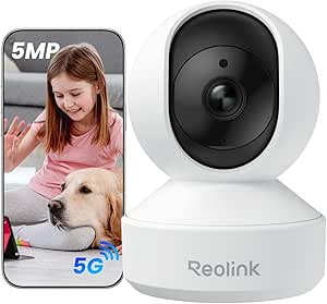 Reolink E1 Pro 3K PT Wi-Fi Indoor Camera for Baby & Pet Monitoring, Auto Tracking, 5MP Night Vision Enhanced by F1.6 Aperture, Person/Pet/Baby Crying Detection, 2.4/5GHz Wi-Fi, Two-Way Talk