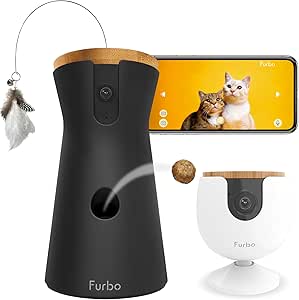 Furbo 360° Cat Camera + Furbo Mini [New Subscription Required at Setup] 2-Camera Bundle Nanny Pro Subscription: Cat Safety & Home Security Alerts, Pet Camera with Speaker, Phone App & Night Vision